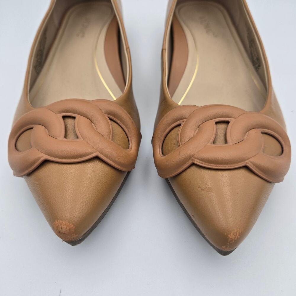 Vionic Tan Pointed-Toe Flats with Interlocking Loop Detail - Picture 8 of 9